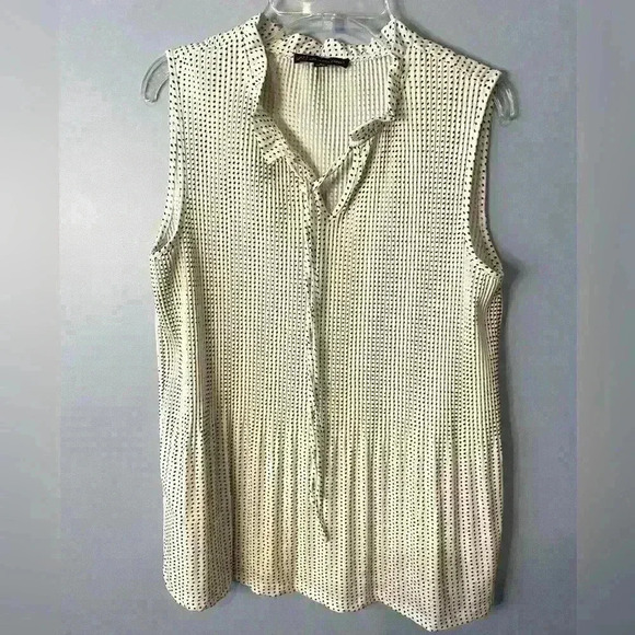 Sleeveless Pleated Ruffle Blouse Adrianna Papell small - Picture 1 of 9